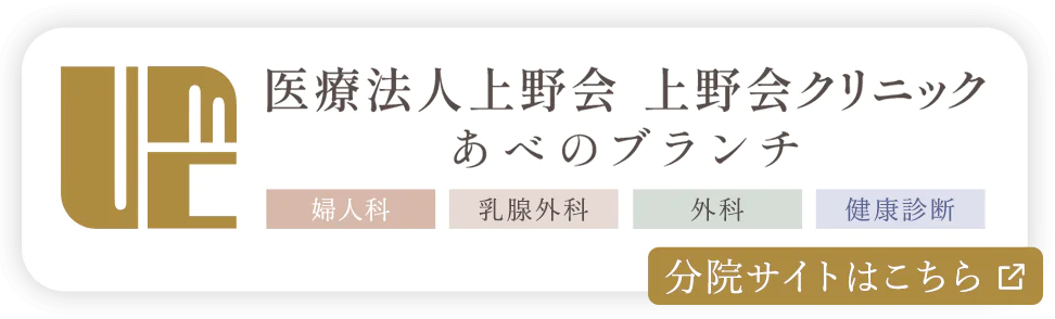 医療法人上野会 上野会クリニック あべのブランチ 婦人科 乳腺外科 外科 健康診断 分院サイトはこちら
